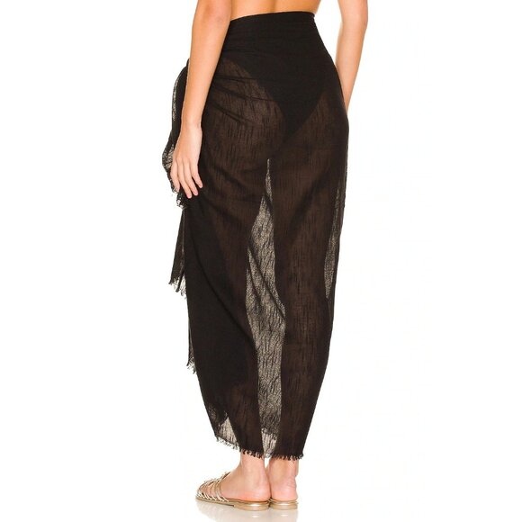 Seafolly Textured Beach Wrap Black Maxi Skirt - Picture 3 of 4